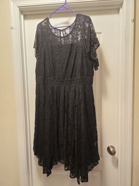Torrid Black Lace Flutter Sleeve A-Line Dress